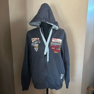 Vntg Underground Music Movement Embroidered Patched Zip Jacket SZ L Hard to Find